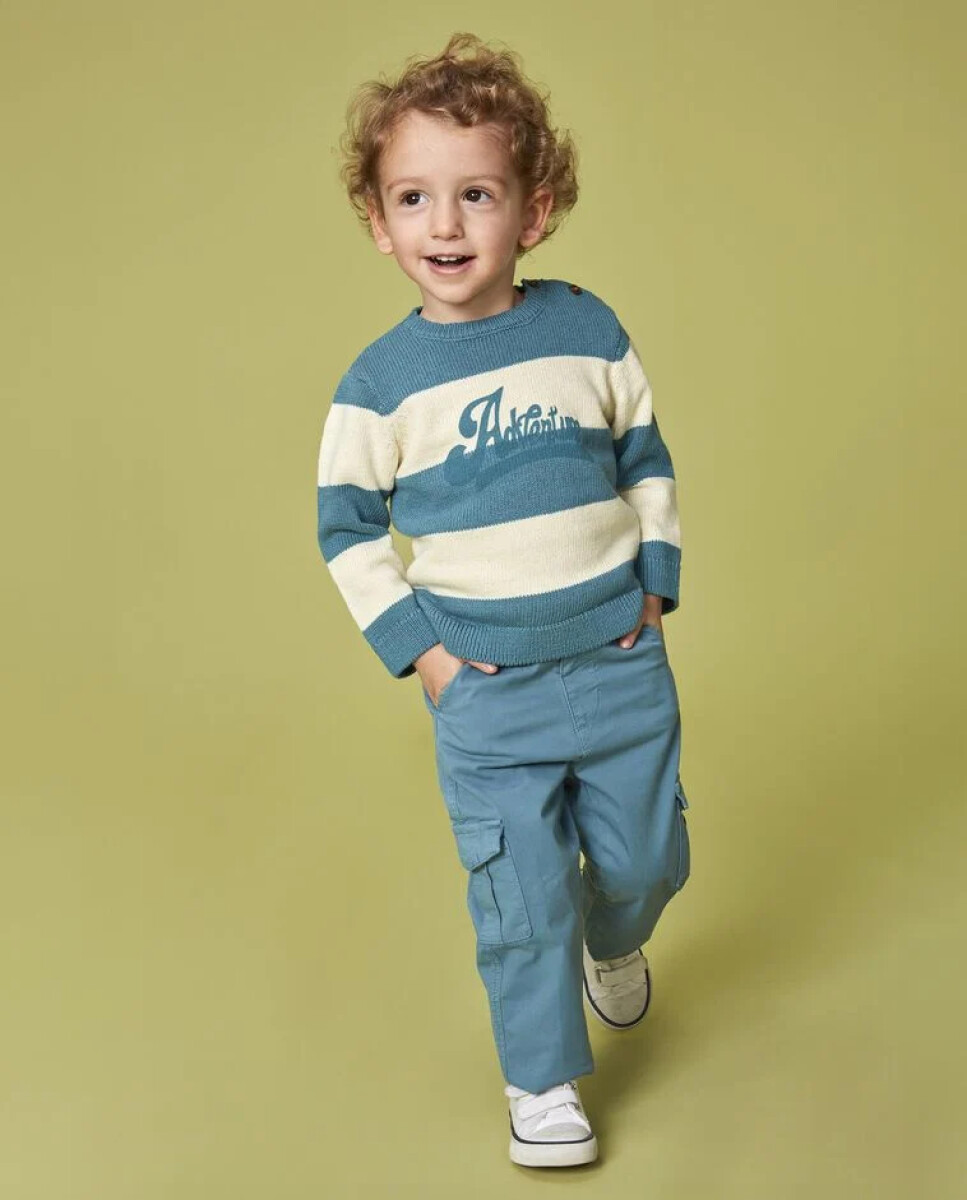 Jersey De Rayas Con Grafico - Gris 