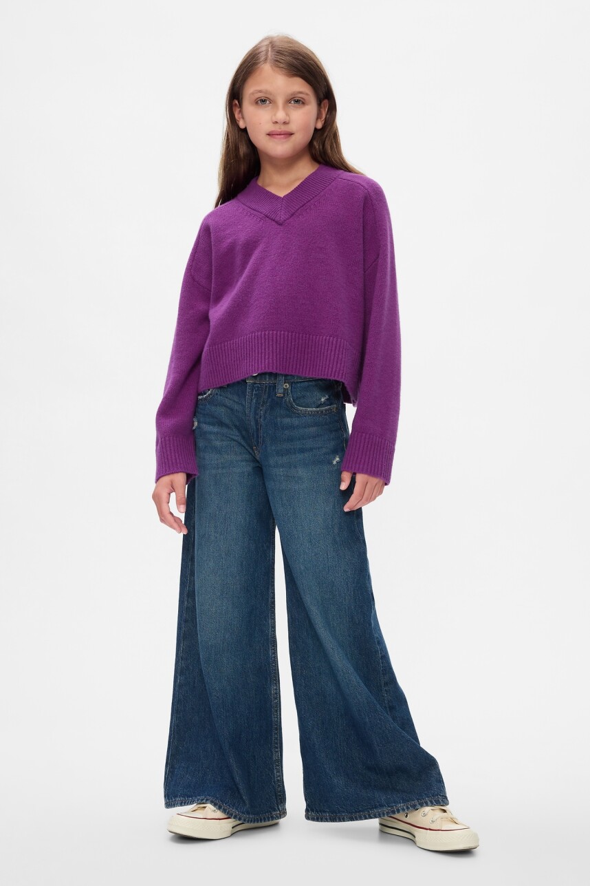 Buzo Cashsoft Cuello V Niña Ultraviolet Wave