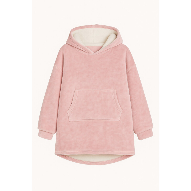 Buzo Manta Con Capucha Polar y Corderito unisex Rosa