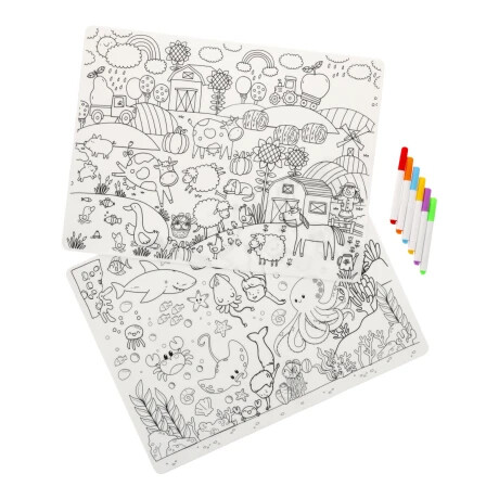 Individuales Lavables Chau Pantallas Granja + Bajo el mar