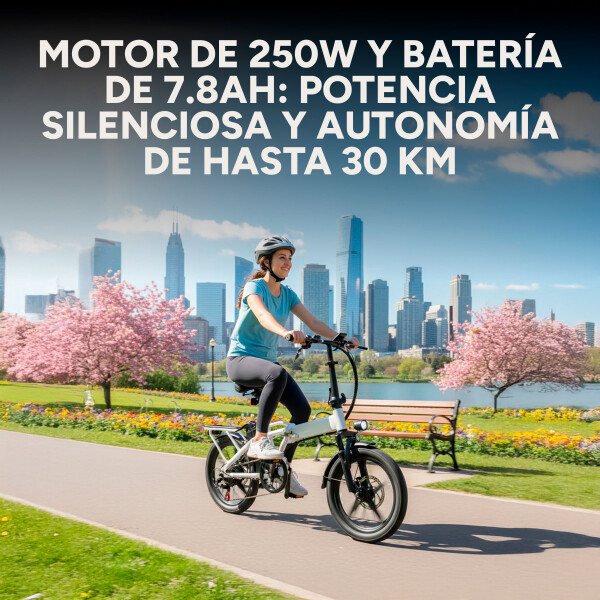 Bicicleta electrica GoGreen Peter Pan Plegable 250w 7.8Ah Color Blanco