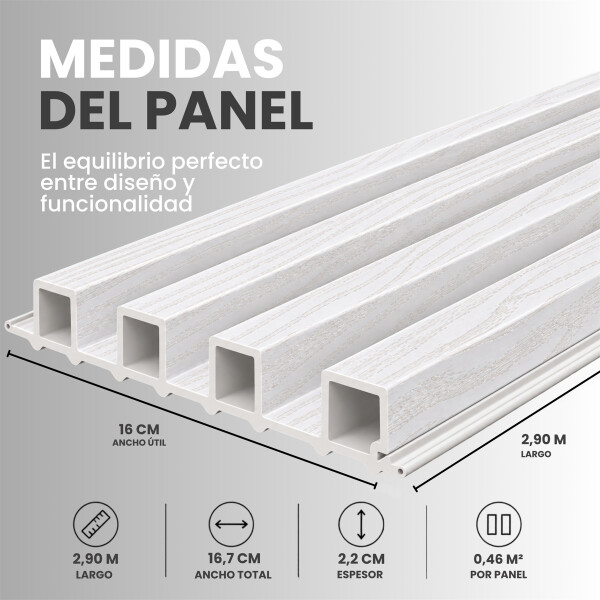 Pack x30 Wpc Simil Madera Wall Panel Lambrin 2.90x16.7 Blanco 1