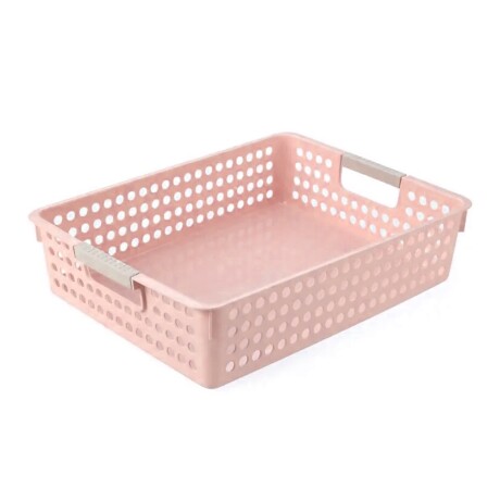 Caja Organizadora Baja Canasto Multiuso Grande en Plástico Rosa