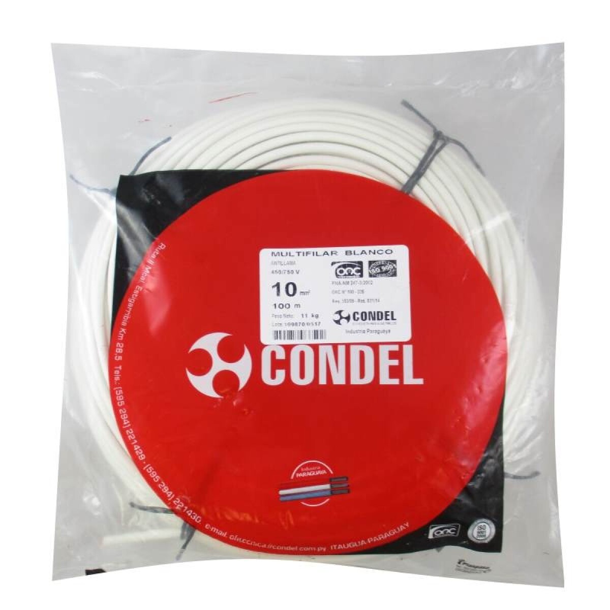 CABLE MULTIFILAR 10,00MM2 BLANCO CONDEL 