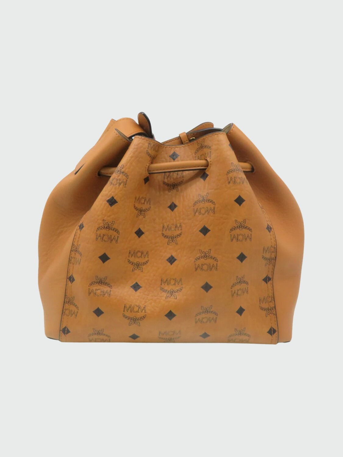 Cartera bombonera de cuero con monograma Camel