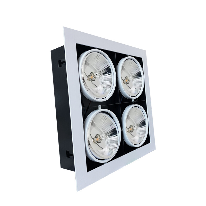 Luminaria de techo para empotrar Cuadruple AR111 Blanco Luminaria de Techo Cuadruple AR111 Blanco