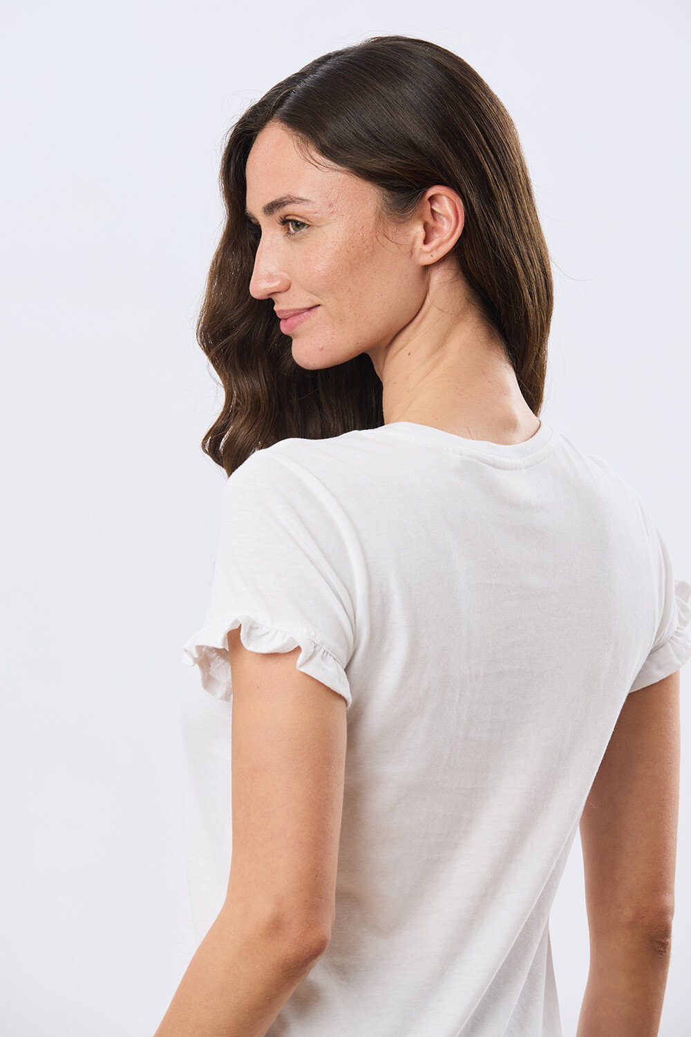 REMERA DE ALGODÓN CON VOLADO Blanco