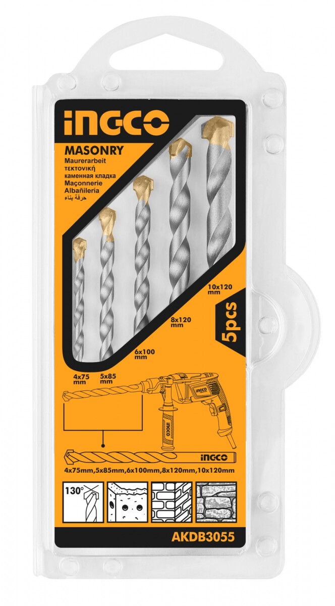 MECHAS CONCRETO PARED SET 5 PZAS INGCO AKDB3055 