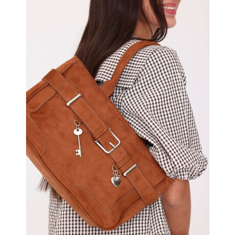 Cartera Shopper Suede Camel Marron Camel