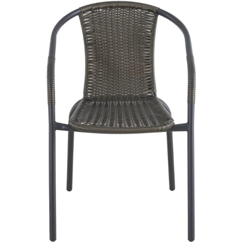 Silla de Exterior Apilable Simil Ratán Café con Apoyabrazos Silla de Exterior Apilable Simil Ratán Café con Apoyabrazos