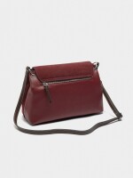 Bolso Bandolera Con Piel E Solapa burdeos