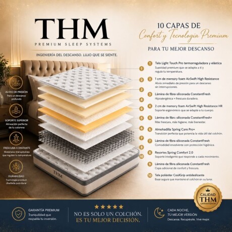 Sommier Plaza Y Media HAMPTONS Rhodium Negro