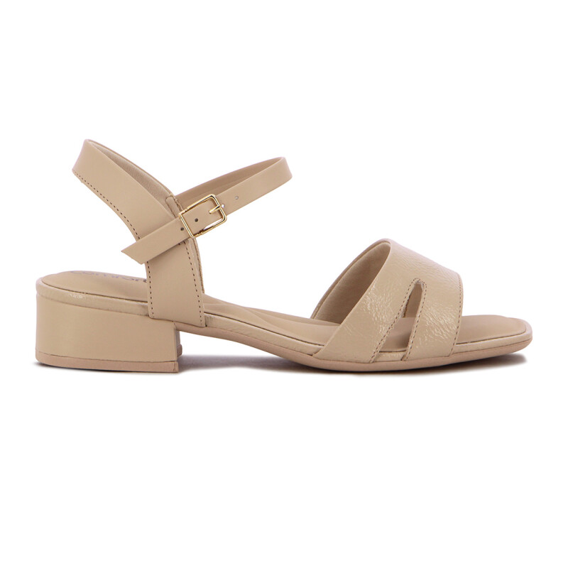 Sandalia Mujer Comfortflex Taco Bajo Almendra