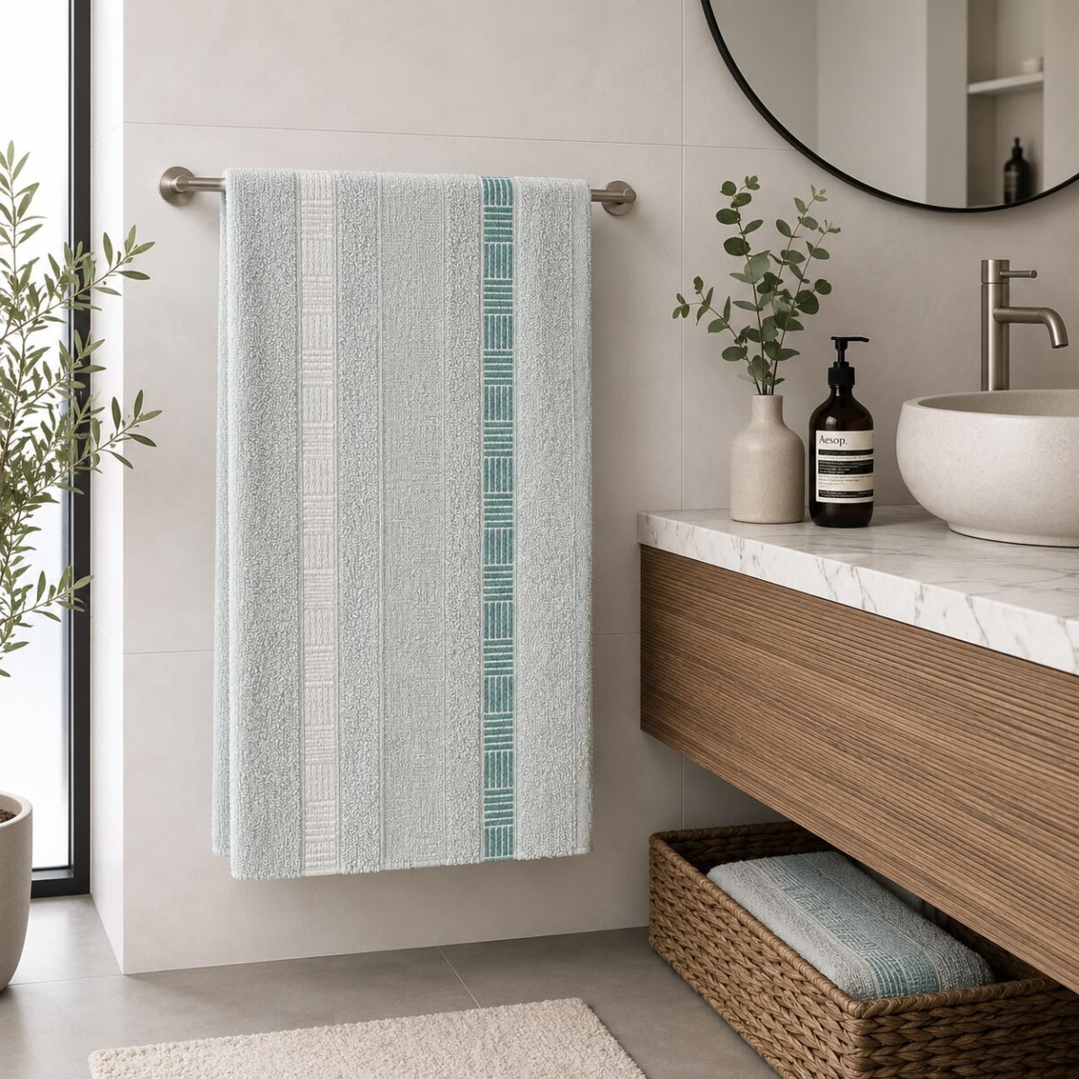 Toalla de Baño en Aldogón 70x135cm Moreto - Verde Agua 
