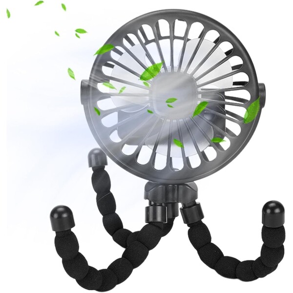Ventilador Portatil Recargable Tripode Escritorio Mesa 3 Vel Variante Color Negro