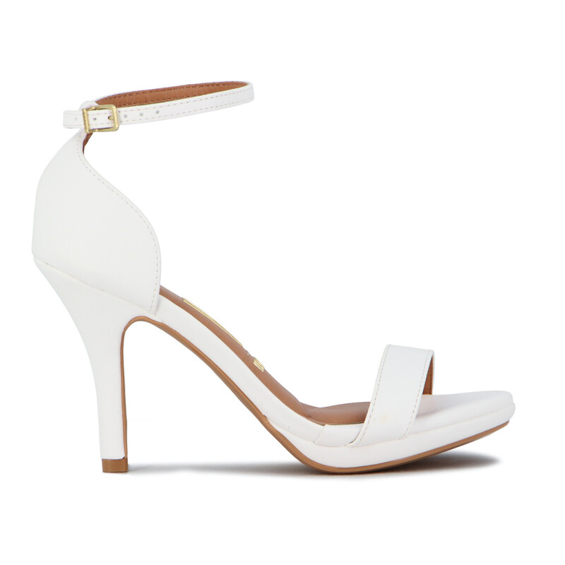 Sandalia Formal Mujer Vizzano Taco Alto Con Pulsera Blanco