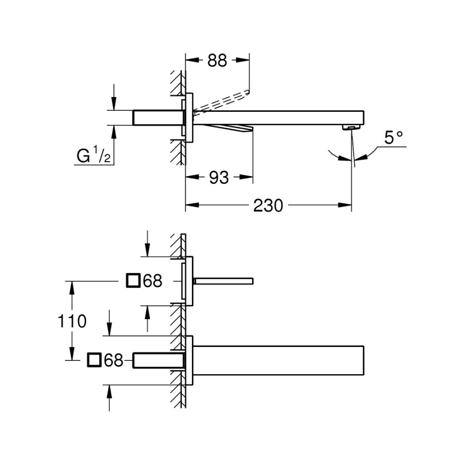 Grifería Lavatorio de Pared Monocomando Cromado Línea Joy Eurocube Grifería Lavatorio de Pared Monocomando Cromado Línea Joy Eurocube
