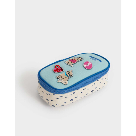 Cartuchera Con Parches Bordados Para Personalizar Azul Celeste