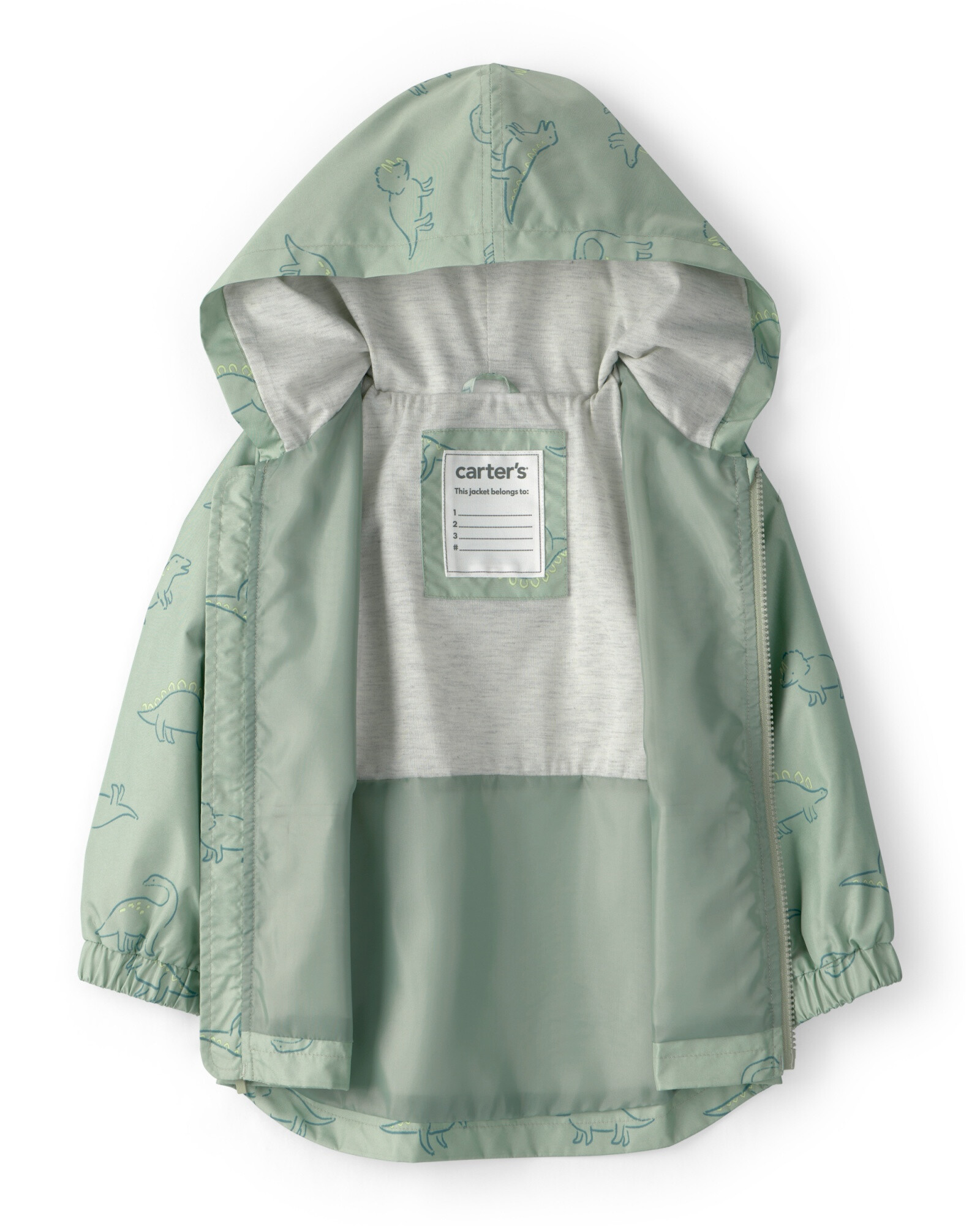 Campera impermeable, verde, diseño dinos Sin color