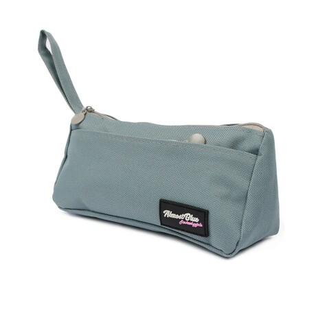 Cartuchera de Jean Liso con 2 Bolsillos y Asa Canva Azul Claro