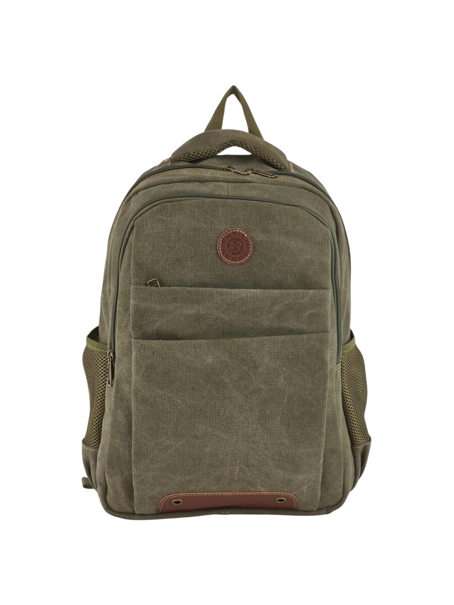 Mochila porta laptop de lona - Verde 