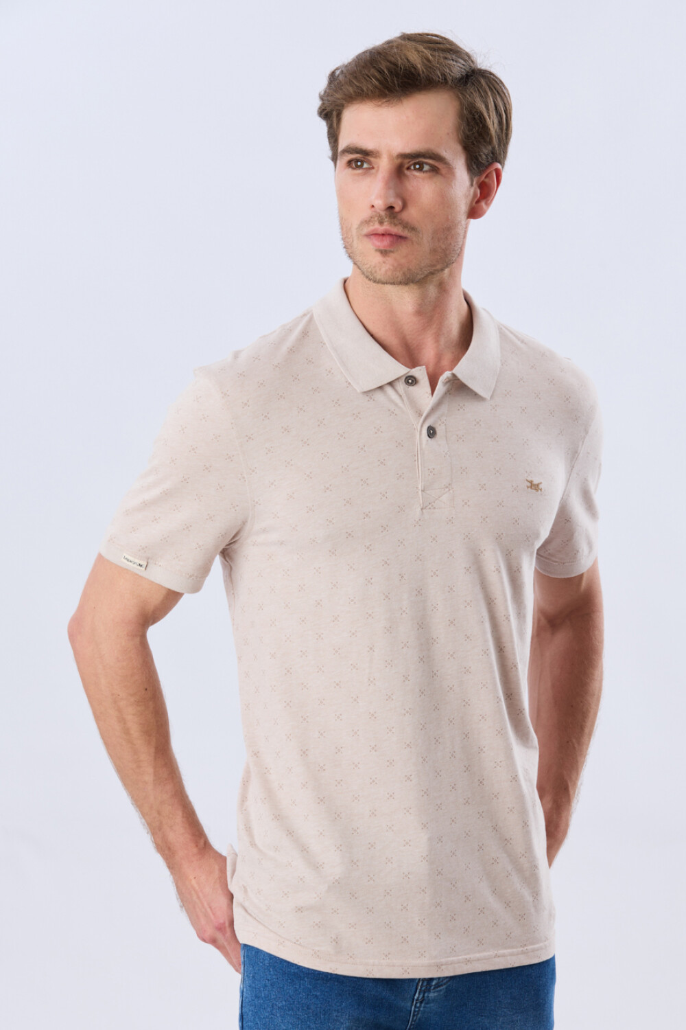 REMERA POLO ESTAMPADA JERSEY Beige