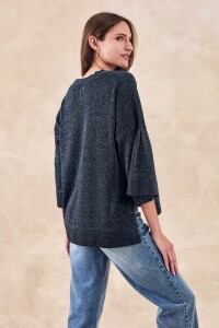 Sweater Manga Volados Lurex Negro