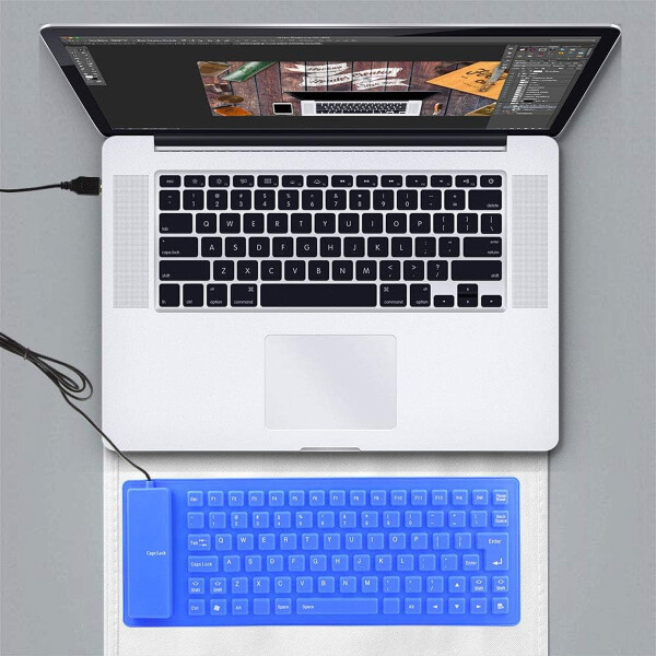 Teclado Flexible Con Cable Ledstar Wb-86 AZUL