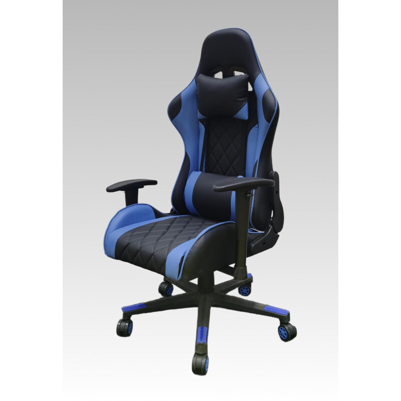 Silla Gamer Negra/Azul con Estructura Metálica y Sistema Oscilante Silla Gamer Negra/Azul con Estructura Metálica y Sistema Oscilante
