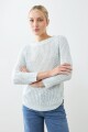 Sweater cinta con ruedo curvo verde agua