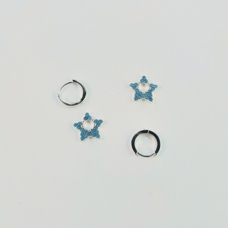 Par de aros Star en plata 925 con circonias. Par de aros Star en plata 925 con circonias.