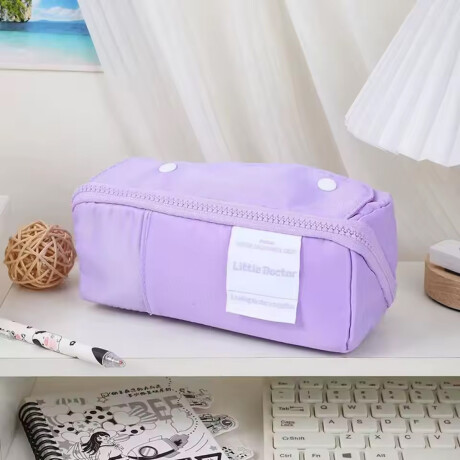 Cartuchera con divisiones y apertura completa 20x8x8cm Lila