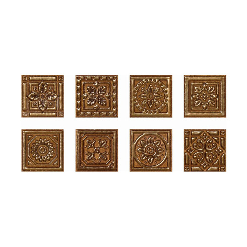 Taco Con Diseño Floral Bronce 7.5X7.5 Estilker 000
