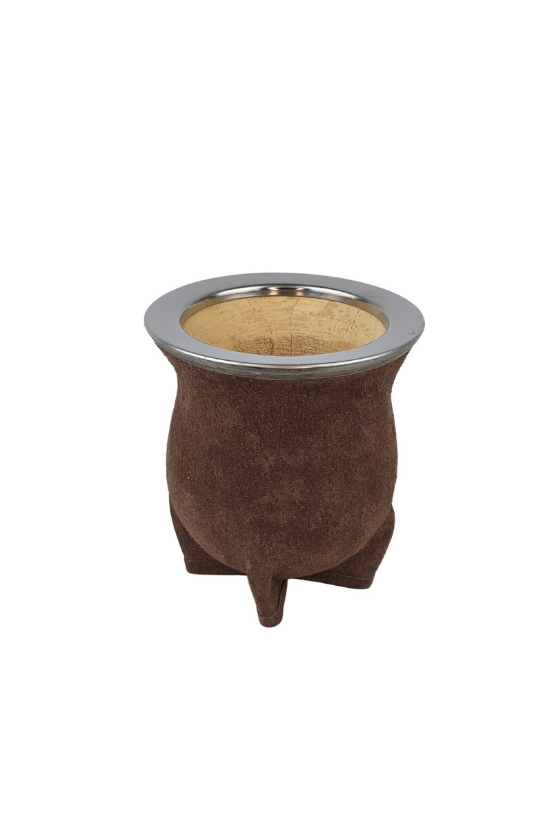 Mate calabaza camionero en pecarí acero grande Chocolate