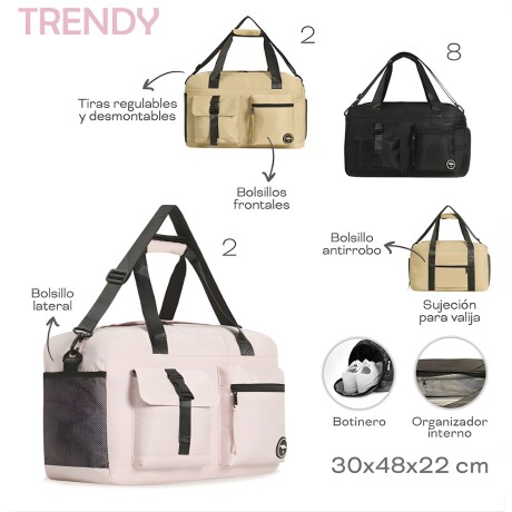 Bolso De Viaje Trendy Deportivo modelo Urbano Dama Negro