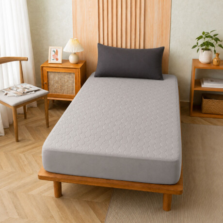 Protector Cubre Colchón Pillow Impermeable 120x200cm Gris