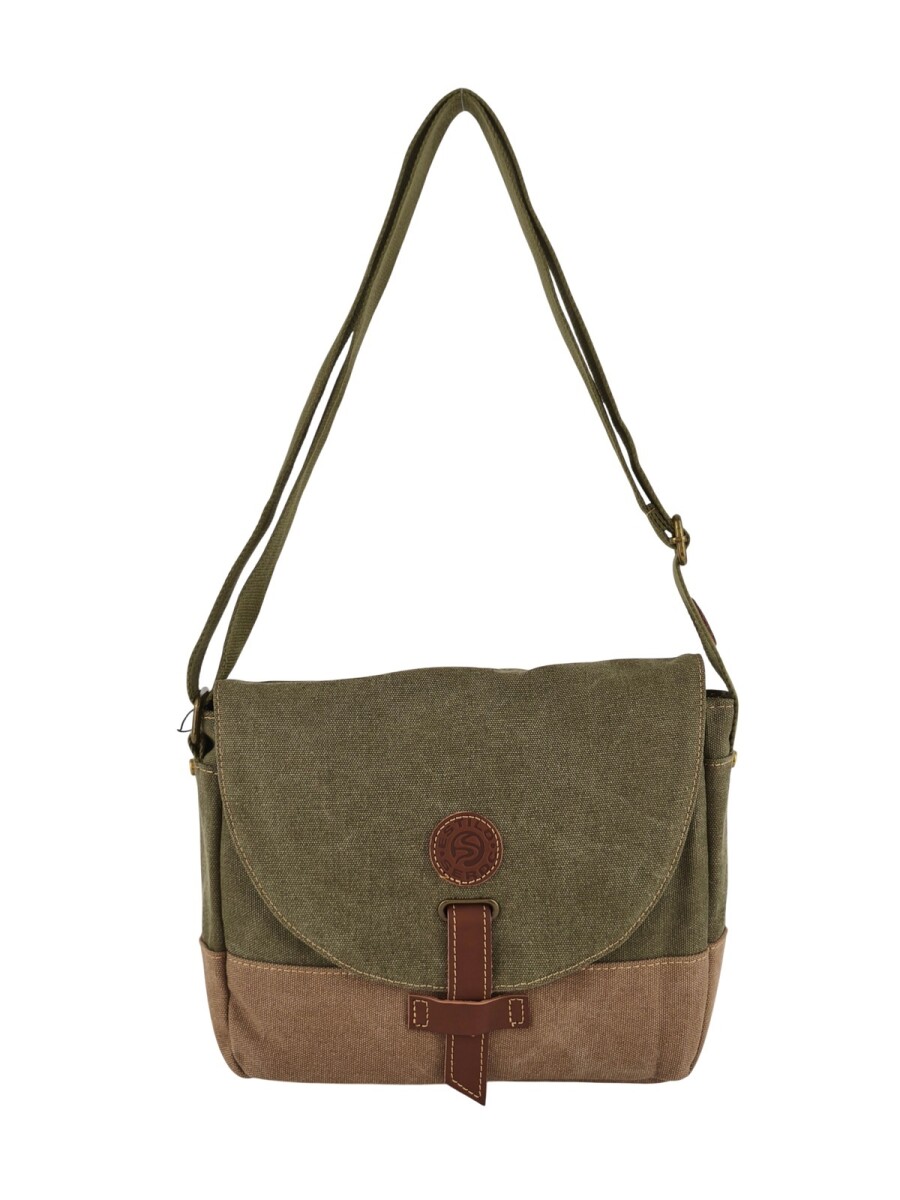 Morral con solapa - Verde con Marrón 