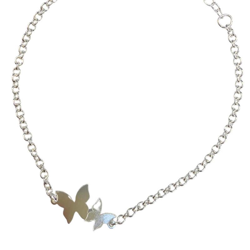 PULSERA DE PLATA MARIPOSAS , LARGO 17+3CM L5dplt-721-x3