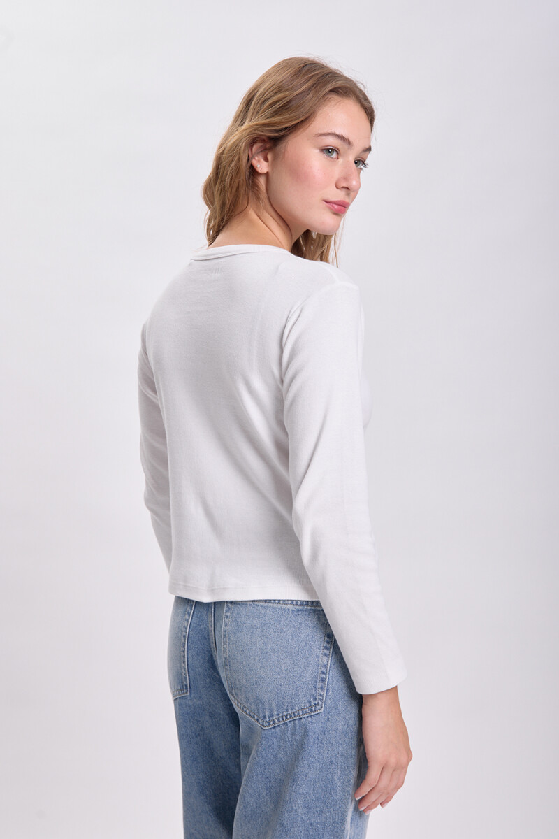 Remera rib manga larga Blanco