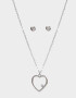 Bijouterie Set Con corazón Set De Aros Pasantes Y Cadena Corazón - Plateado