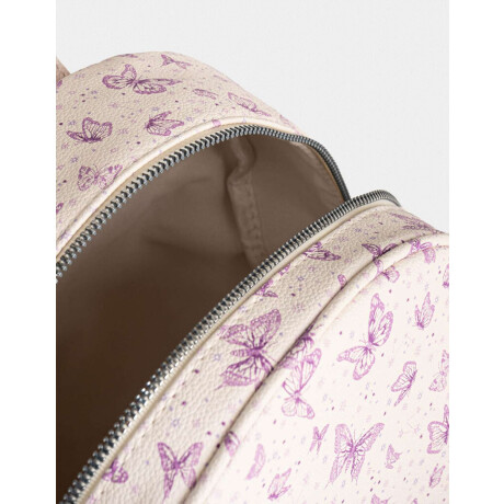 Mochila Cuerina Mariposas Blanco Crudo