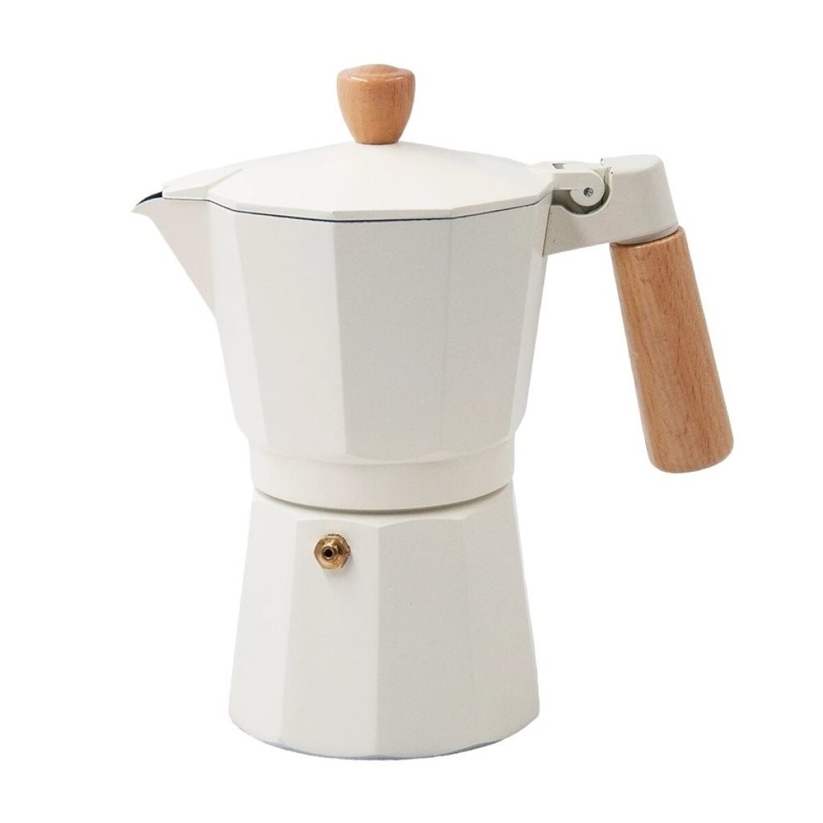 CAFETERA ITALIANA ALUMINIO 300ML 6 TAZAS CREMA MANGO MADERA VARENNA 