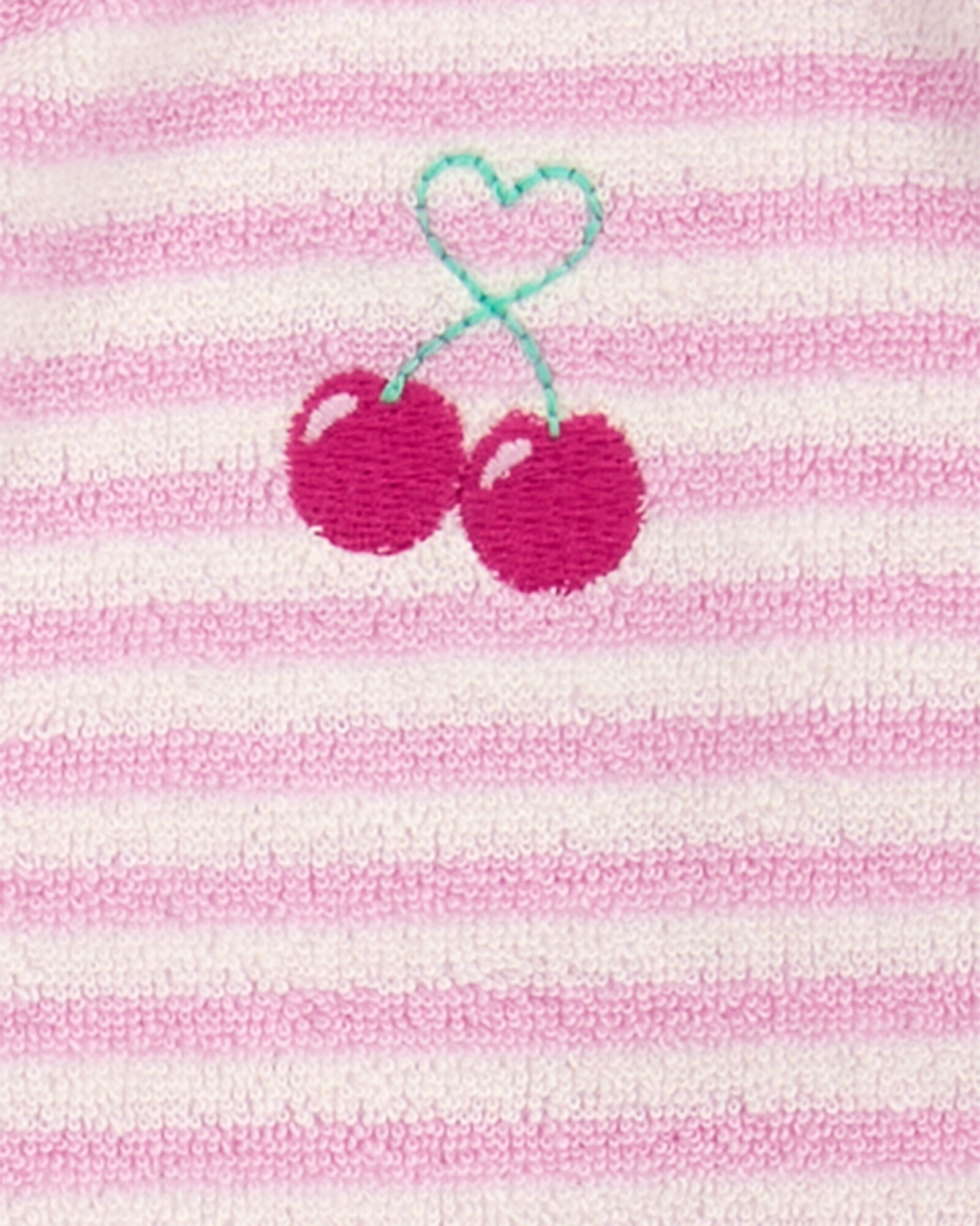 Pijama una pieza de algodón terry, con pie, bordado cerezas Pijama una pieza de algodón terry, con pie, bordado cerezas
