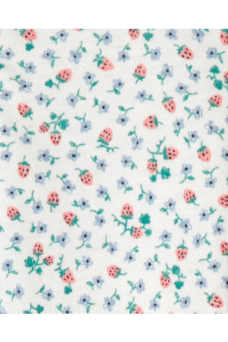 Pijama enterito de algodón con pie, diseño frutillas y flores. Talles 12-24M Pijama enterito de algodón con pie, diseño frutillas y flores. Talles 12-24M
