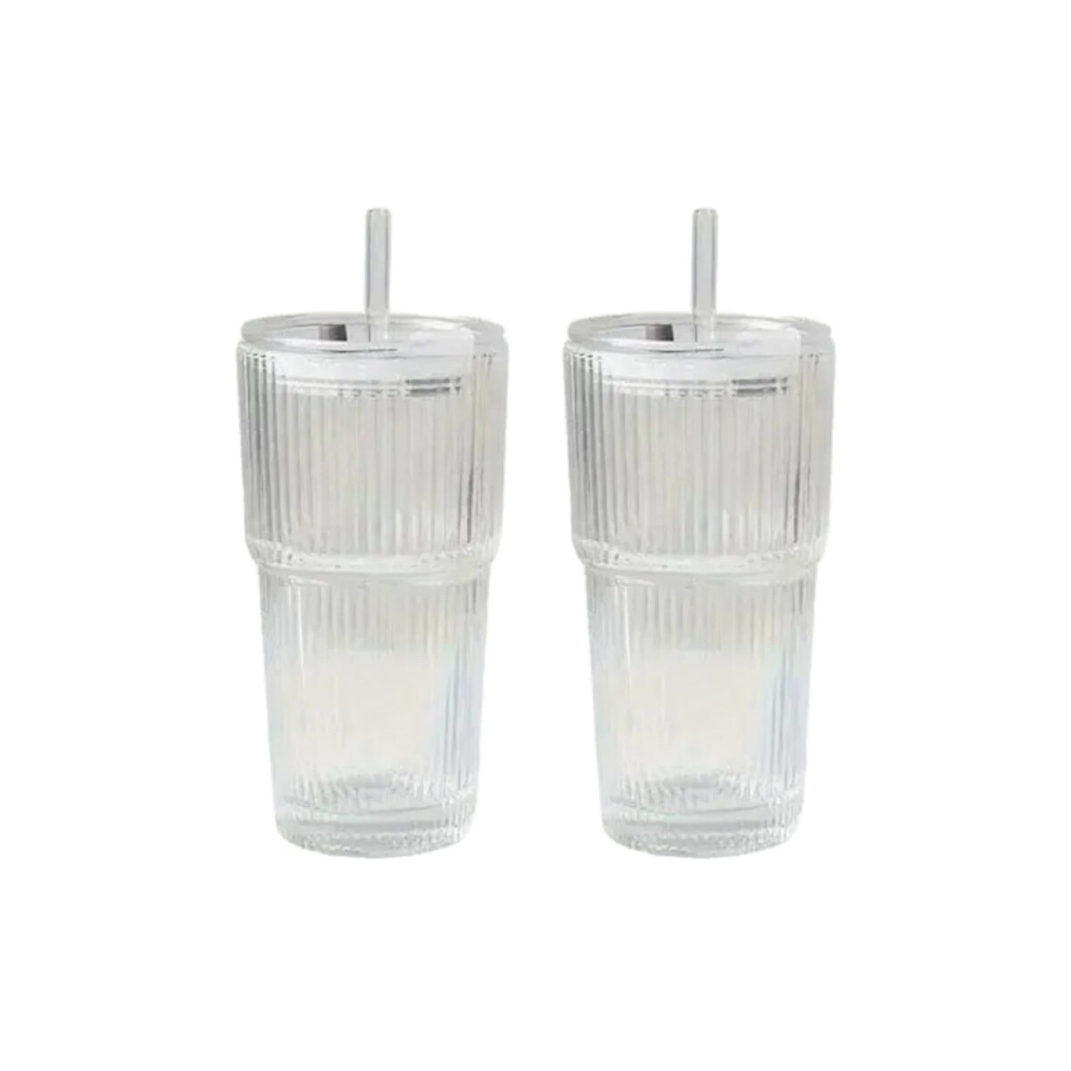 Set x 2 vaso acanalado con sorbito 