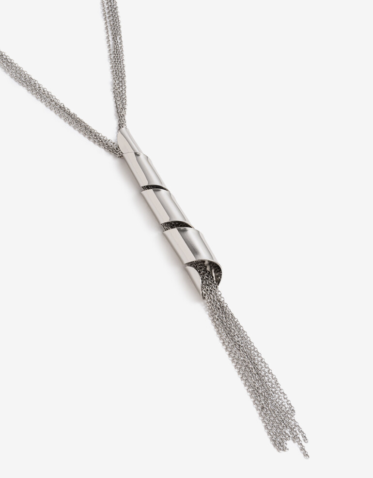 Collares Largos Metal Collares Largos, Espiral - Plateado Rodio