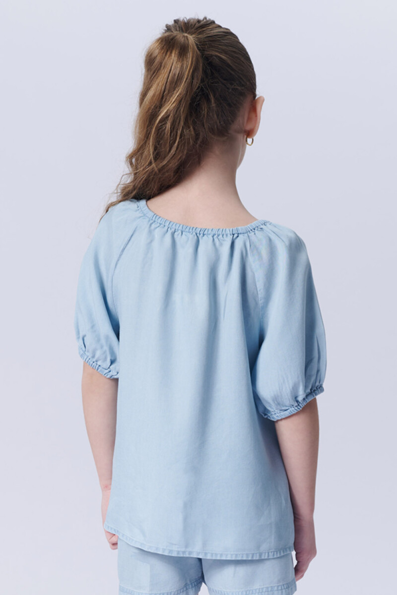 Blusa manga corta lyocell Celeste