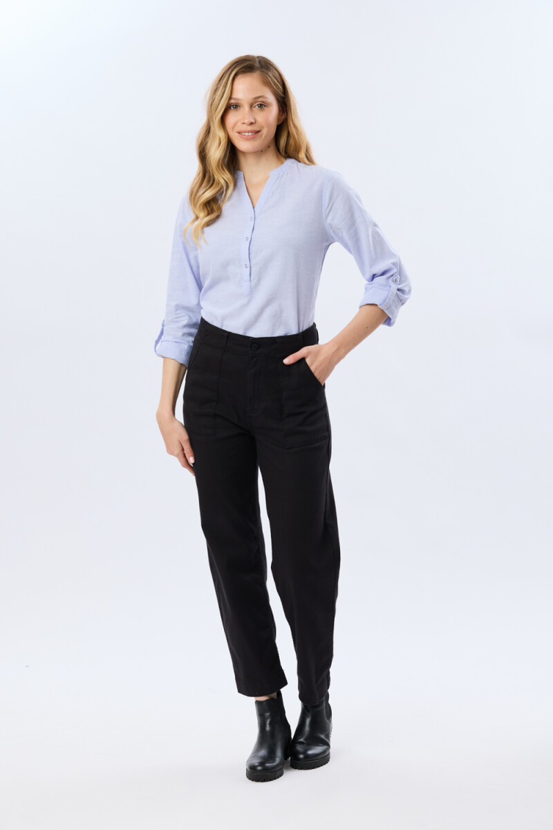 PANTALÓN DE GABARDINA - Negro 