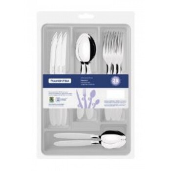 Juego de cubiertos Ipanema blanco con cubiertero 25 piezas | Tramontina 23398/894 Juego de cubiertos Ipanema blanco con cubiertero 25 piezas | Tramontina 23398/894