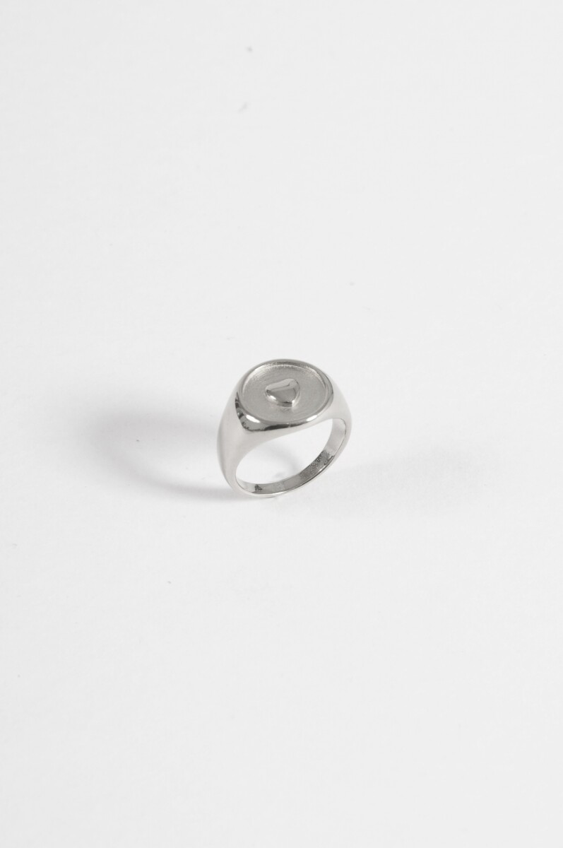 Anillo acero sello cora - plateado 
